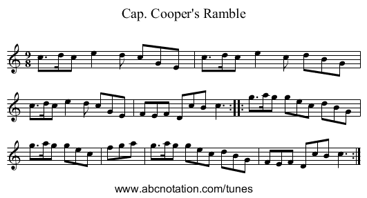 Cap. Cooper's Ramble - staff notation
