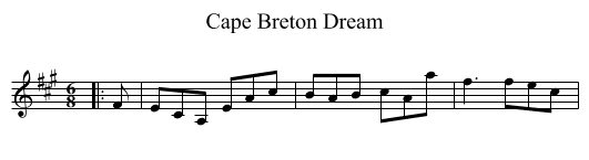 Cape Breton Dream - staff notation