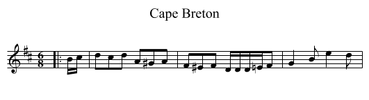 Cape Breton - staff notation
