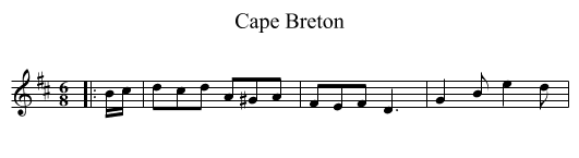 Cape Breton - staff notation