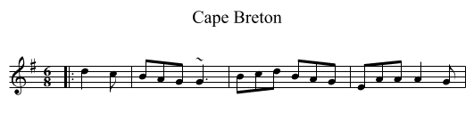Cape Breton - staff notation