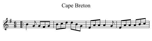 Cape Breton - staff notation