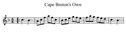 Cape Breton's Own - staff notation
