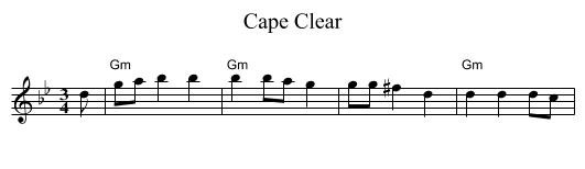 Cape Clear - staff notation
