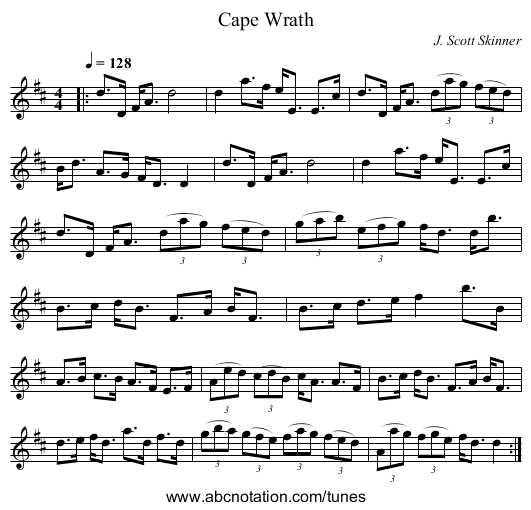 Cape Wrath - staff notation