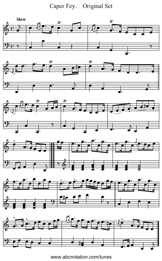 Caper Fey.    Original Set - staff notation