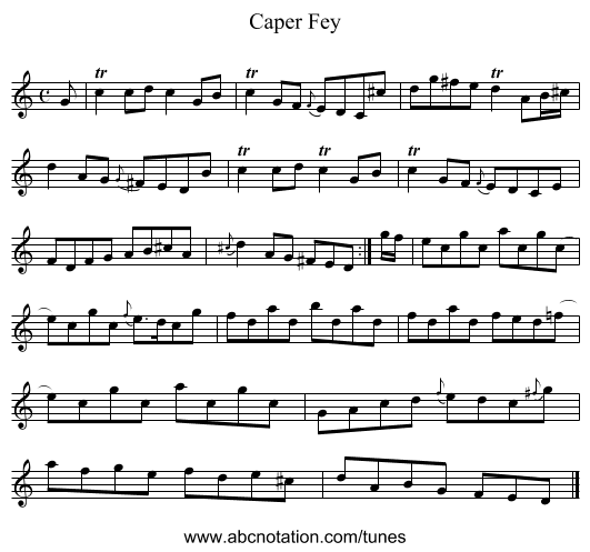Caper Fey - staff notation