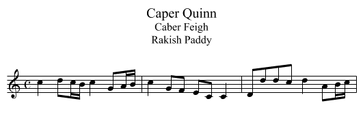 Caper Quinn - staff notation