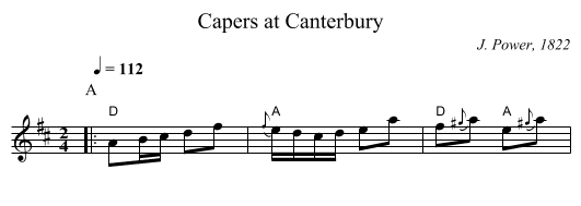Capers at Canterbury - staff notation
