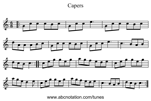 Capers - staff notation