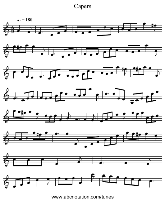 Capers - staff notation