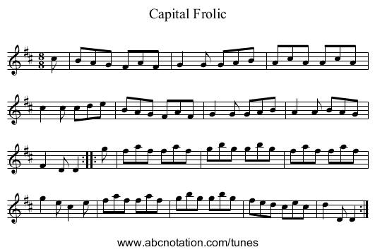 Capital Frolic - staff notation
