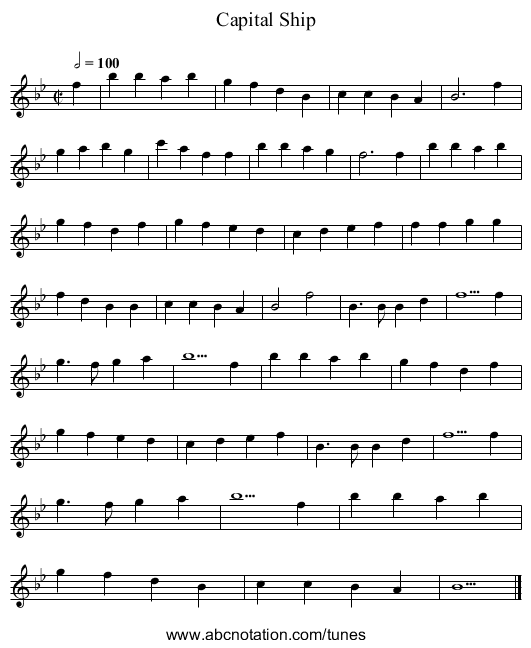 Capital Ship - staff notation
