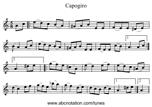 Capogiro - staff notation