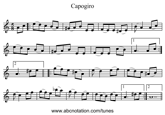 Capogiro - staff notation