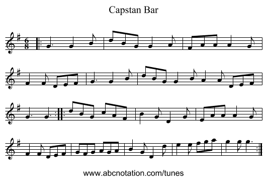 Capstan Bar - staff notation
