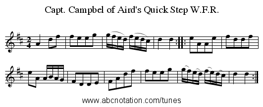 Capt. Campbel of Aird's Quick Step W.F.R. - staff notation