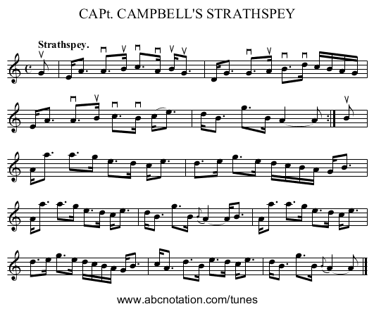 CAPt. CAMPBELL'S STRATHSPEY - staff notation