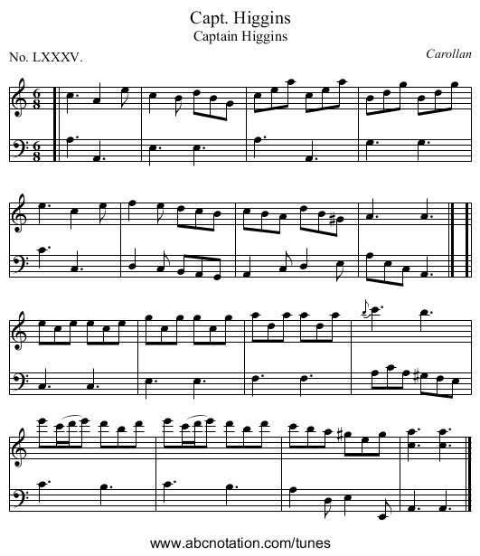 Capt. Higgins - staff notation