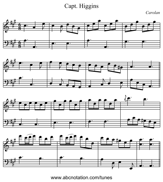 Capt. Higgins - staff notation