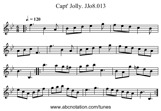 Capt' Jolly. JJo8.013 - staff notation