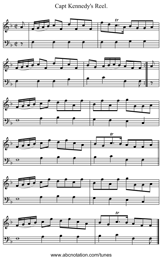 Capt Kennedy's Reel. - staff notation