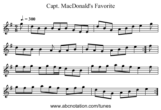 Capt. MacDonald's Favorite - staff notation
