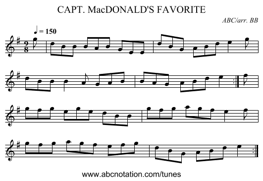 CAPT. MacDONALD'S FAVORITE - staff notation