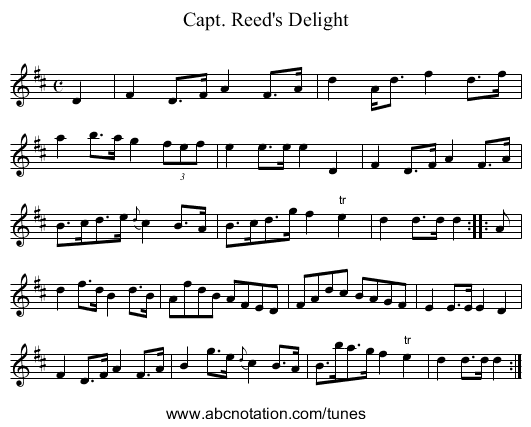 Capt. Reed's Delight - staff notation