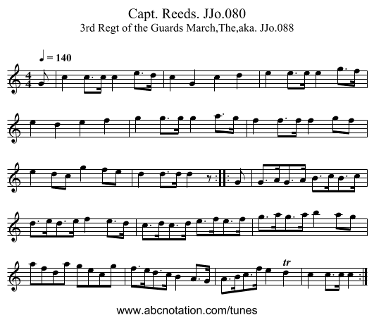Capt. Reeds. JJo.080 - staff notation
