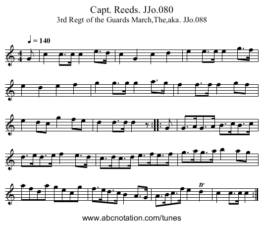 Capt. Reeds. JJo.080 - staff notation