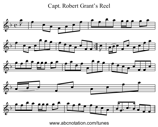 Capt. Robert Grant’s Reel - staff notation