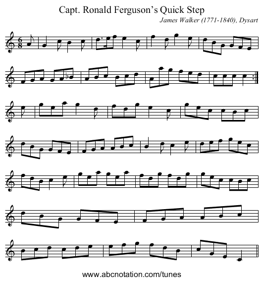 Capt. Ronald Ferguson’s Quick Step - staff notation