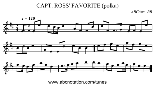 CAPT. ROSS' FAVORITE (polka) - staff notation