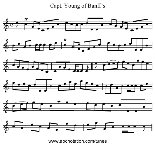 Capt. Young of Banff’s - staff notation