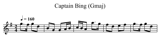 Captain Bing (Gmaj) - staff notation