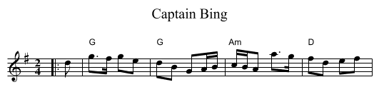 Captain Bing - staff notation
