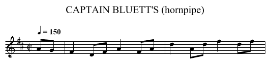 CAPTAIN BLUETT'S (hornpipe) - staff notation