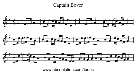 Captain Bover - staff notation