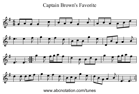 Captain Brown's Favorite - staff notation