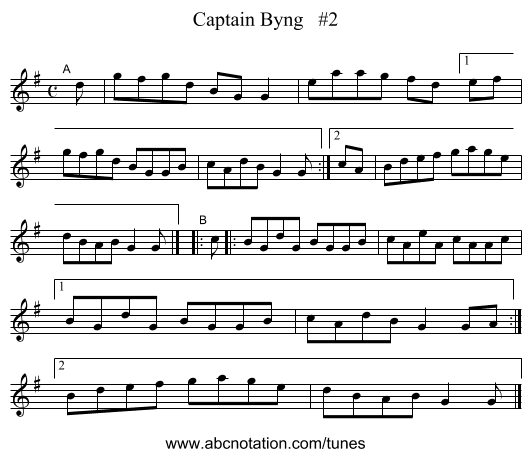 Captain Byng   #2 - staff notation