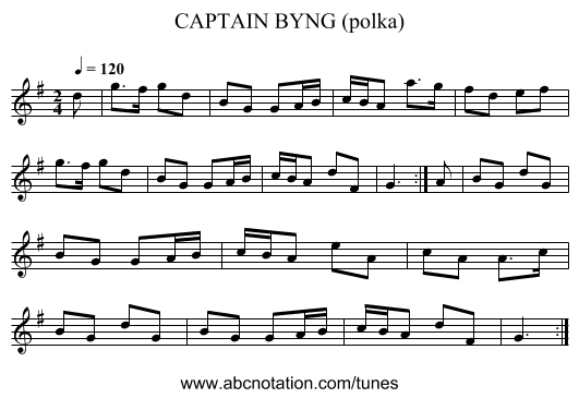 CAPTAIN BYNG (polka) - staff notation