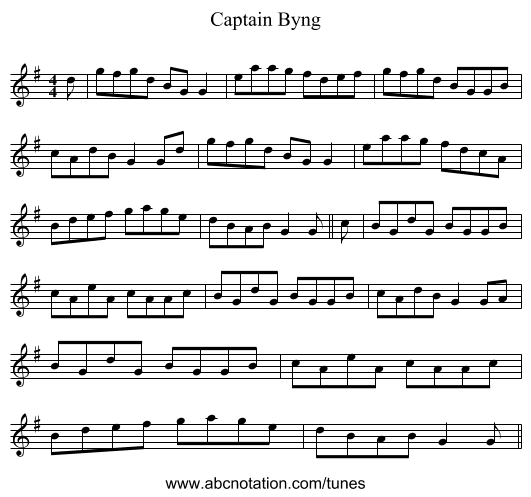 Captain Byng - staff notation