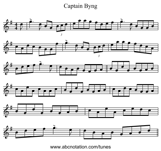 Captain Byng - staff notation