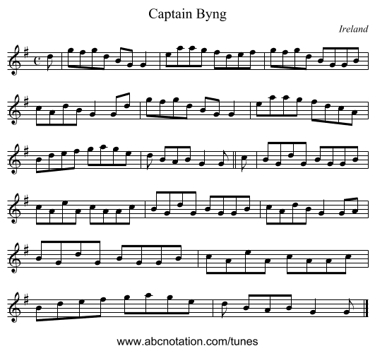Captain Byng - staff notation