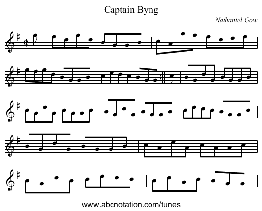 Captain Byng - staff notation