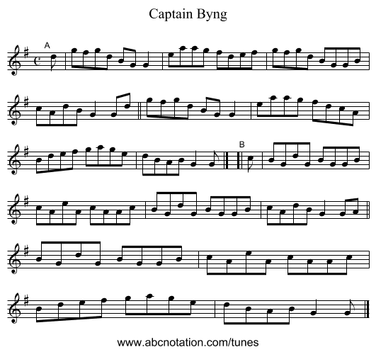 Captain Byng - staff notation