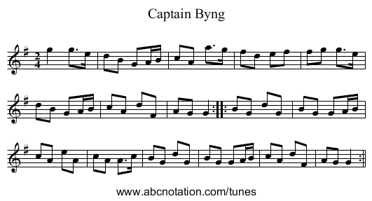 Captain Byng - staff notation