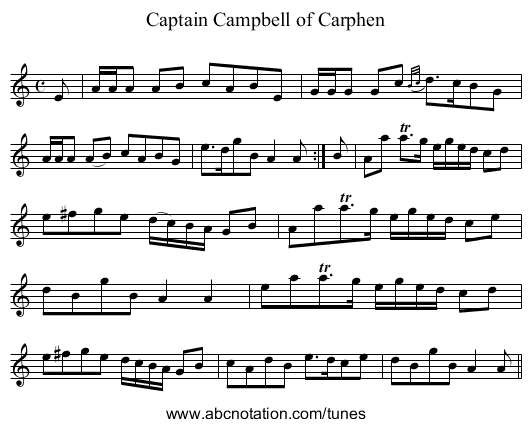 Captain Campbell of Carphen - staff notation