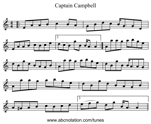 Captain Campbell - staff notation